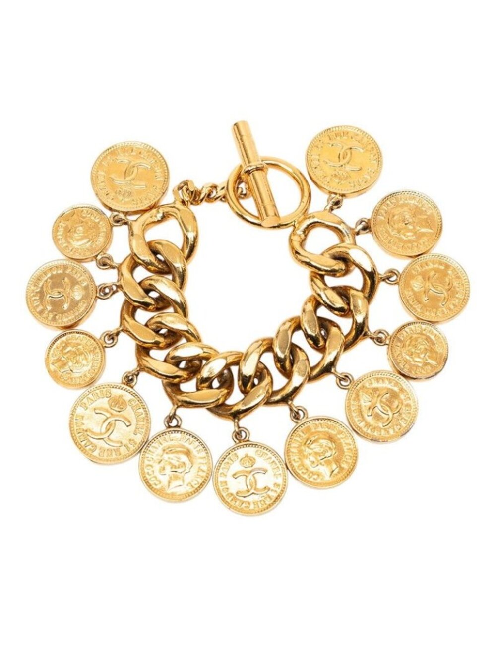 Chanel 31 Rue Cambon Vintage Coin Motif Bracelet Gold Plated